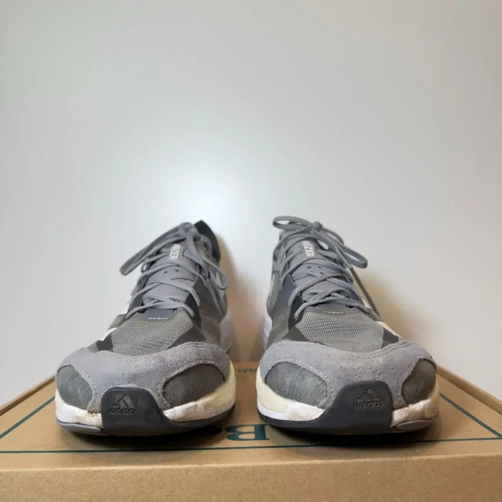 Adidas Adizero Adios 7 Mens 11.5 Gray White Running Training Sneakers Shoes